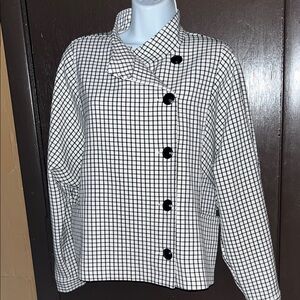 CAbi Black and White Grid Blazer/ Windowpane Print (SZ.L)
